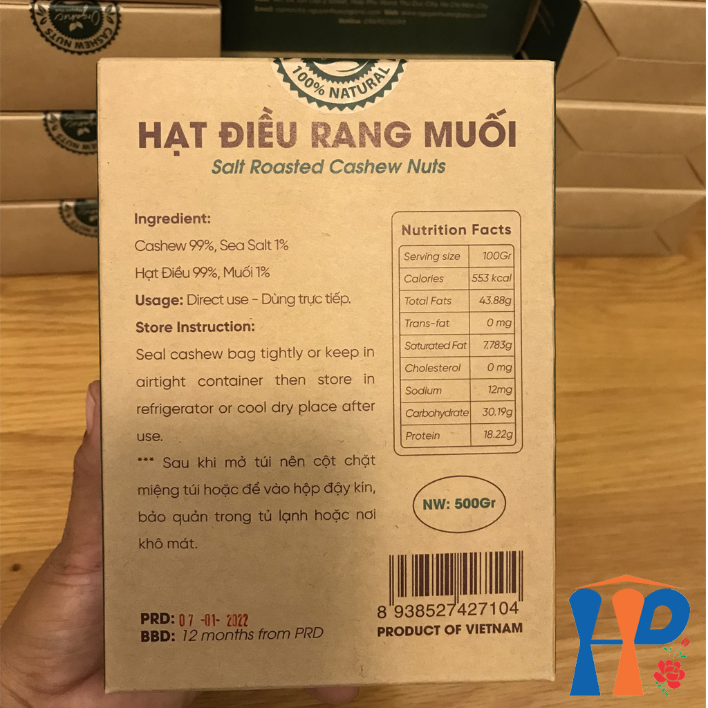 Hạt điều rang muối thượng hạng Organic Salt Roasted Cashew Nuts 500gr