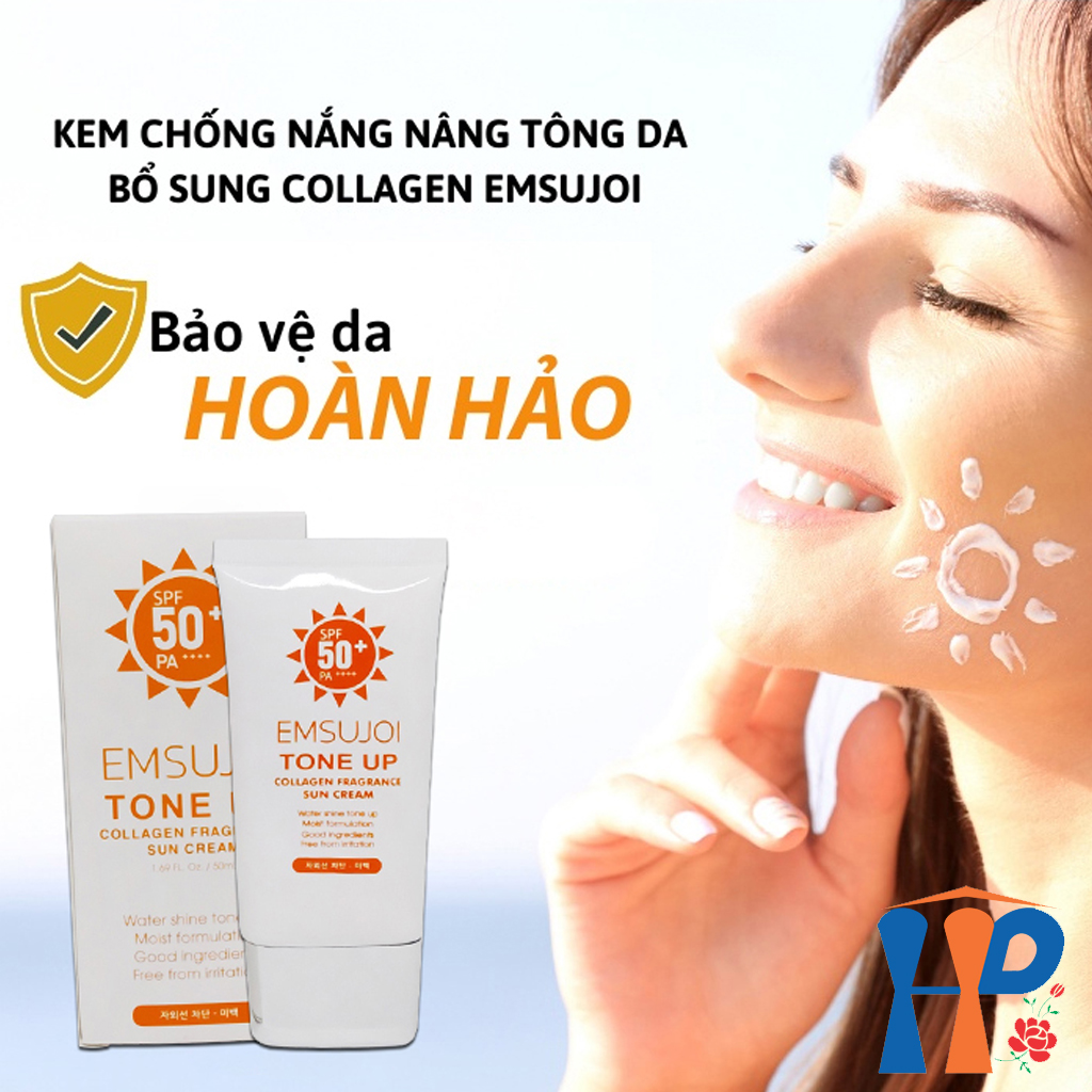 Kem chống nắng nâng tông da Emsujoi Tone Up Collagen Fragrance Sun Cream SFP50+ PA+++ 50ml