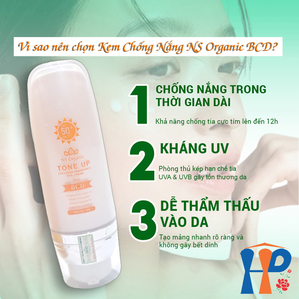 Kem lót chống nắng cao cấp NS Organic BCD Tone Up Collagen Fragrance Sun Cream SPF50+ PA++++ 50ml