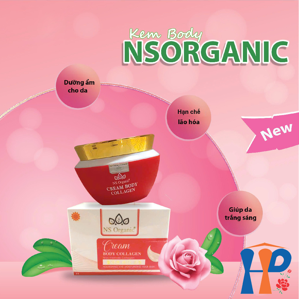 Kem dưỡng thể trắng da NS Organic Cream Body Collagen SPF50++ PA+++ 120gr