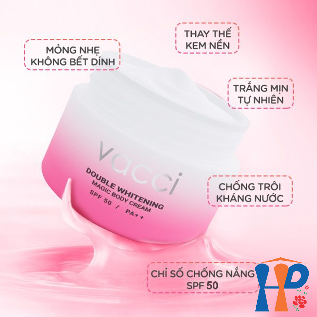 Kem Dưỡng Trắng Và Nâng Tông Da Toàn Thân VACCI Double Whitening Magic Body Cream SPF50 PA++ 160ml