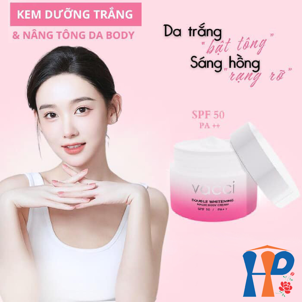 Kem Dưỡng Trắng Và Nâng Tông Da Toàn Thân VACCI Double Whitening Magic Body Cream SPF50 PA++ 160ml