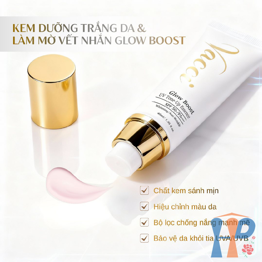 Kem lót dưỡng da chống nắng Vacci Glow Boost UV Tone Up Essence SPF50 PA+++ 40ml