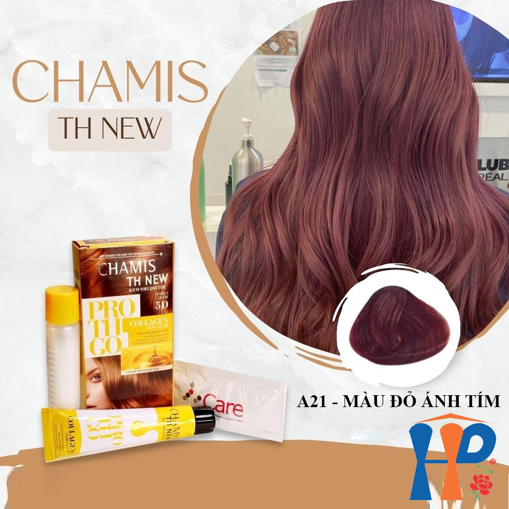 Kem nhuộm tóc phủ bạc 5D Chamis TH New Pro Collagen Hair Colour 60ml (30 màu thời trang)