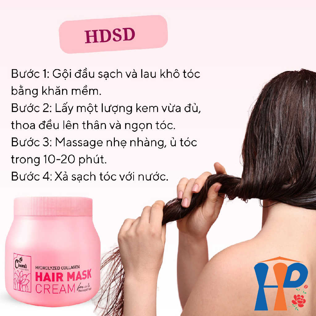 Kem ủ tóc hương sen Chamis Hydrolyzed Collagen Hair Mask Cream 925ml
