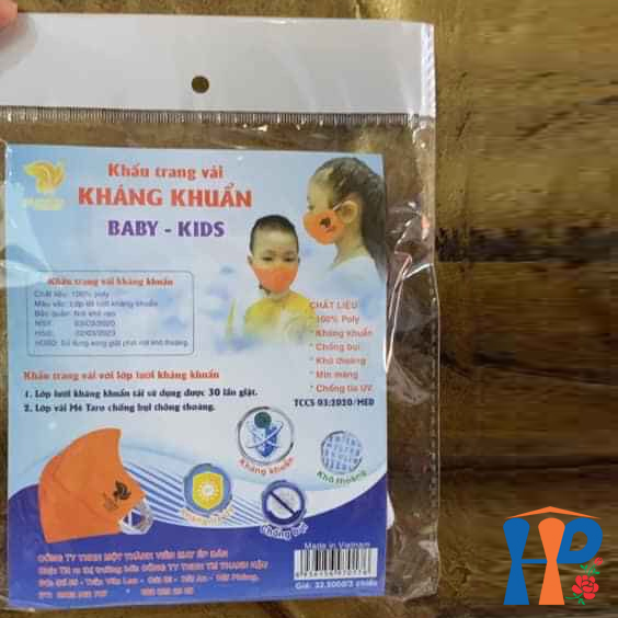 Khẩu trang vải chống khuẩn Passion size Baby và Kids (tiêu chuẩn xuất khẩu)