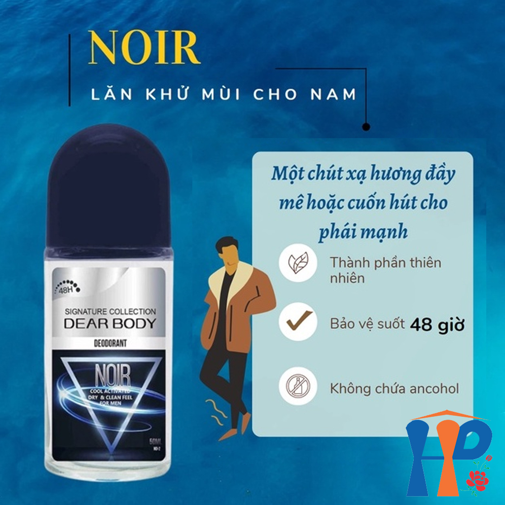 Lăn Khử Mùi Nước Hoa Nam Dear Body Deodorant Roll On Glass For Men 50ml (Bảo Vệ 48h)