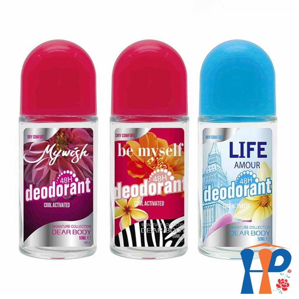 Lăn Khử Mùi Nước Hoa Nữ Dear Body Deodorant Roll On Glass For Women 50ml (Bảo Vệ 48h)