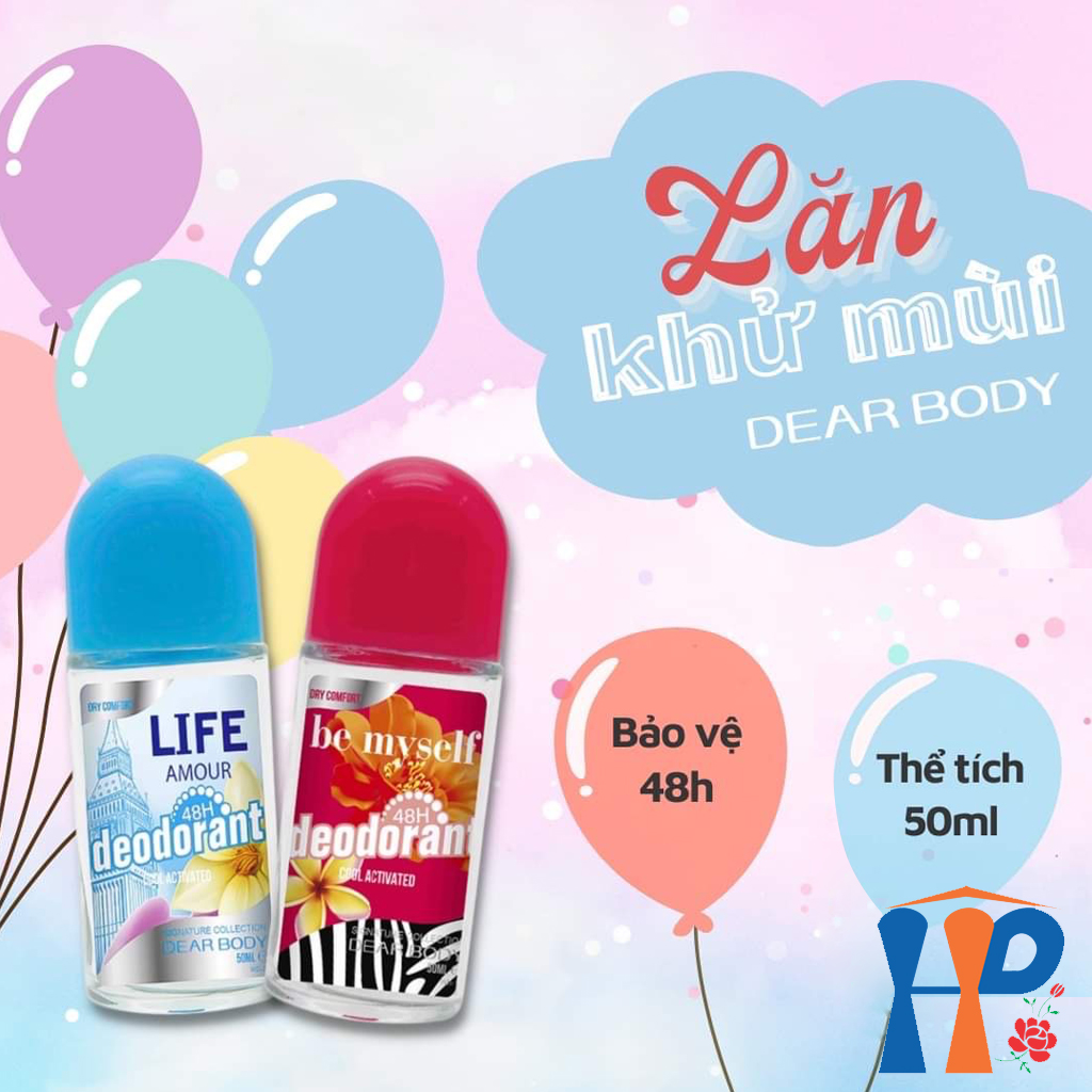 Lăn Khử Mùi Nước Hoa Nữ Dear Body Deodorant Roll On Glass For Women 50ml (Bảo Vệ 48h)