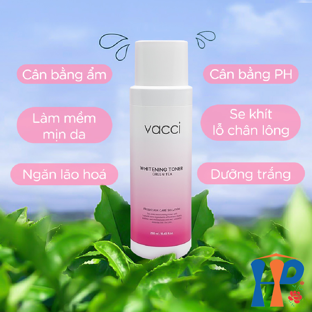 Nước hoa hồng dưỡng trắng da trà xanh Vacci Whitening Toner Green Tea 250ml