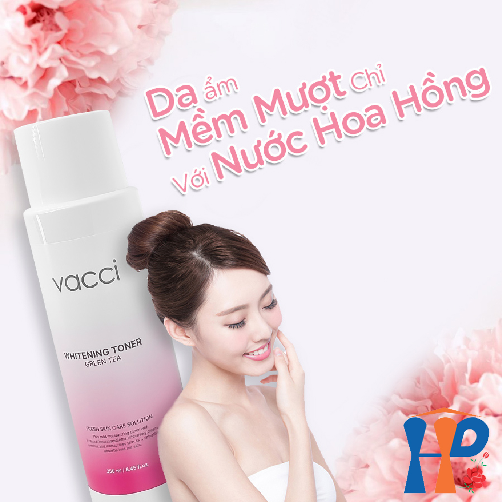 Nước hoa hồng dưỡng trắng da trà xanh Vacci Whitening Toner Green Tea 250ml