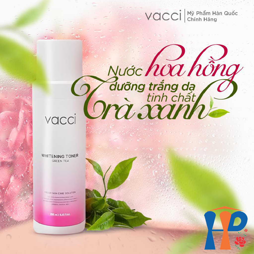 Nước hoa hồng dưỡng trắng da trà xanh Vacci Whitening Toner Green Tea 250ml
