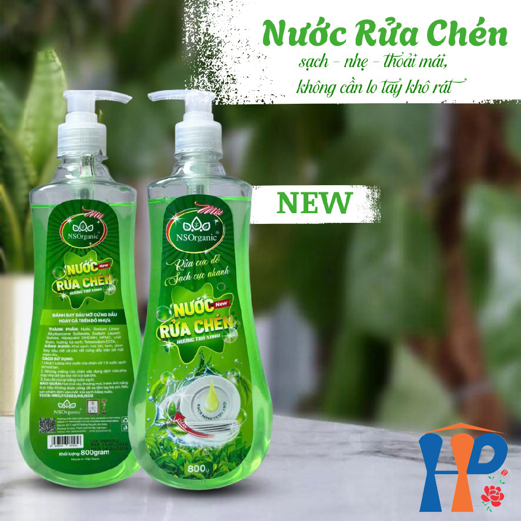 Nước rửa chén hương trà xanh NS Organic Green Tea Dishwashing Liquid 800ml