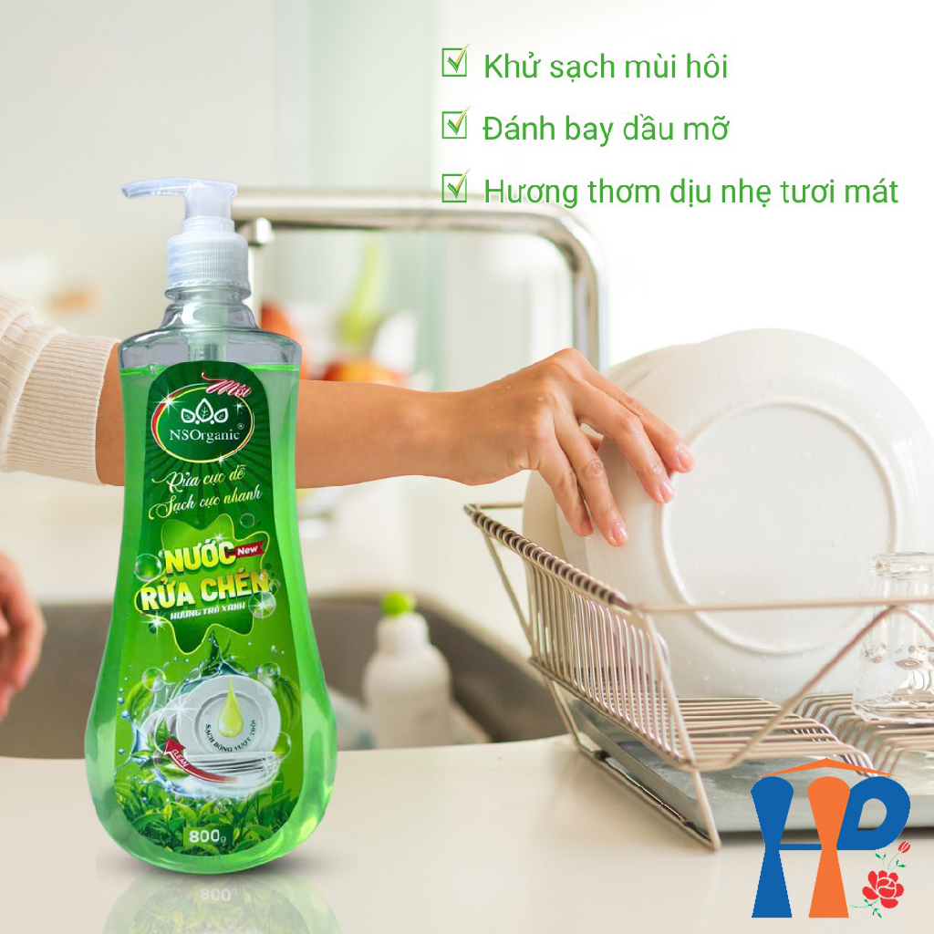 Nước rửa chén hương trà xanh NS Organic Green Tea Dishwashing Liquid 800ml