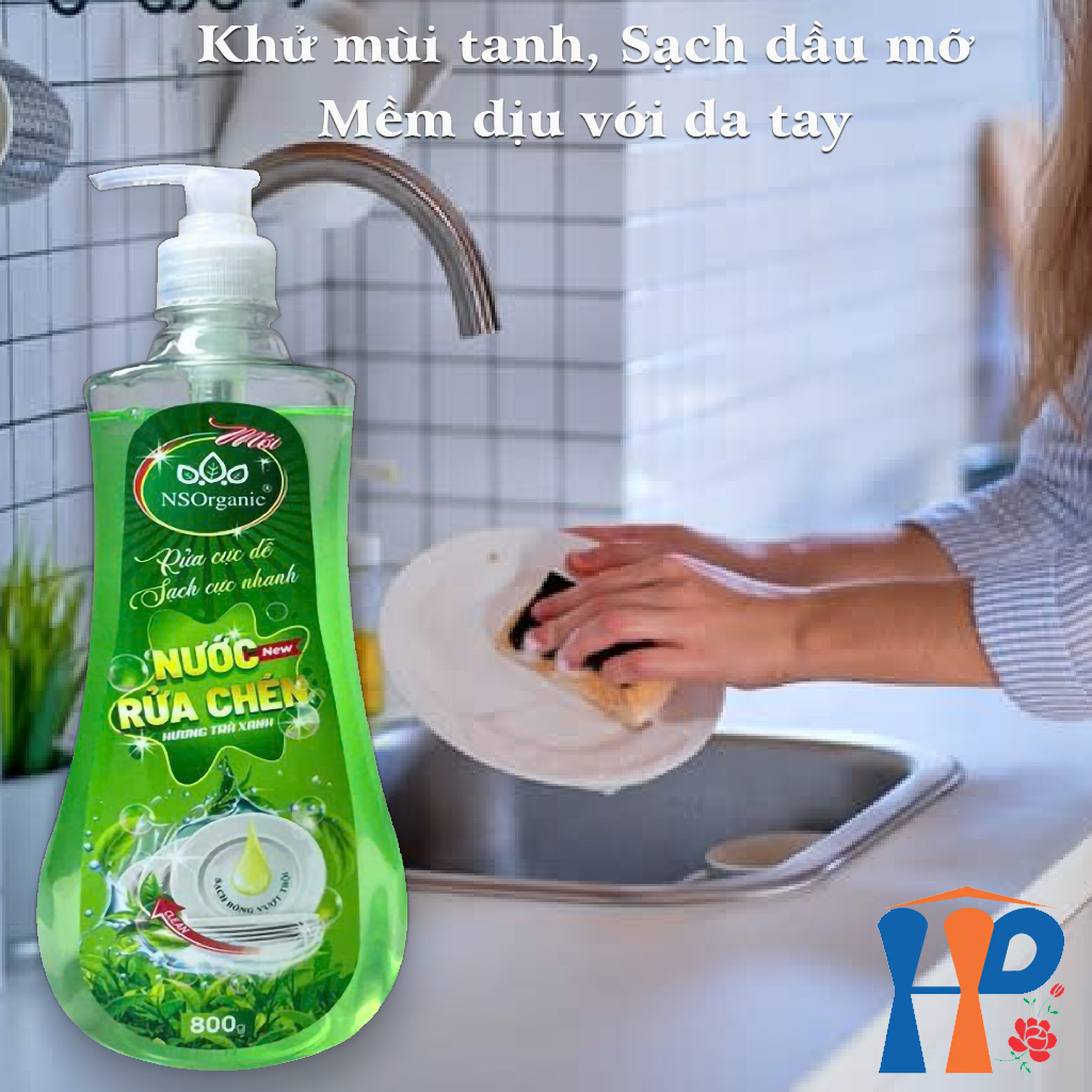 Nước rửa chén hương trà xanh NS Organic Green Tea Dishwashing Liquid 800ml