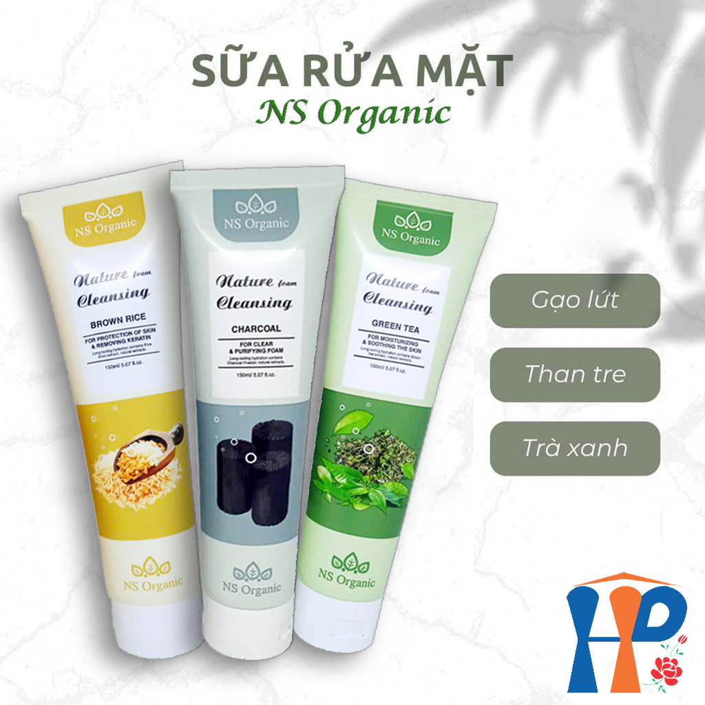 Sữa rửa mặt NS Organic Nature Foam Cleansing 150ml (Gạo Lức, Than Tre, Trà Xanh)