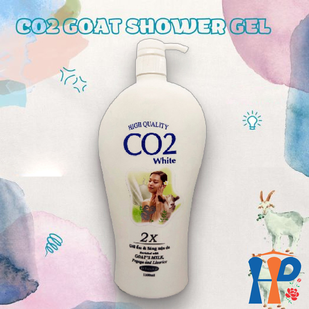 Sữa Tắm CO2 Hight Quality White 2X Enrich Goat Milk Shower Gel (Tinh chất sữa Dê, giữ ẩm, sáng da, lưu hương 2h)