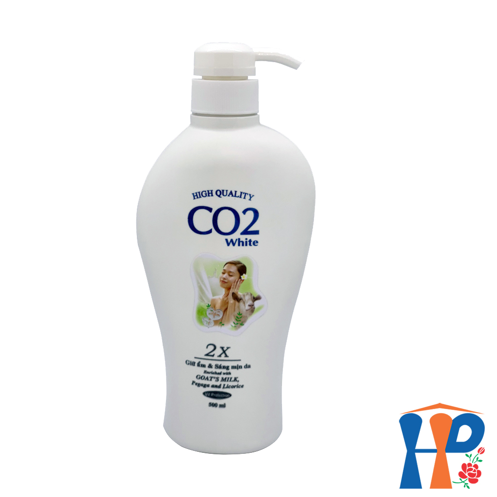 Sữa Tắm CO2 Hight Quality White 2X Enrich Goat Milk Shower Gel (Tinh chất sữa Dê, giữ ẩm, sáng da, lưu hương 2h)