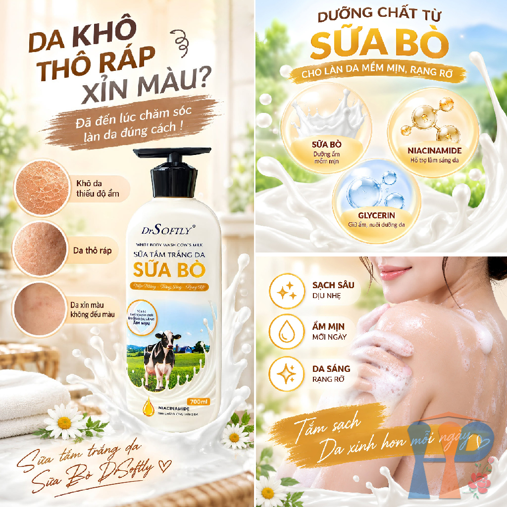 Sữa Tắm Trắng Da Drsoftly White Body Wash 700ml