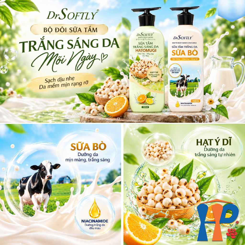 Sữa Tắm Trắng Da Drsoftly White Body Wash 700ml