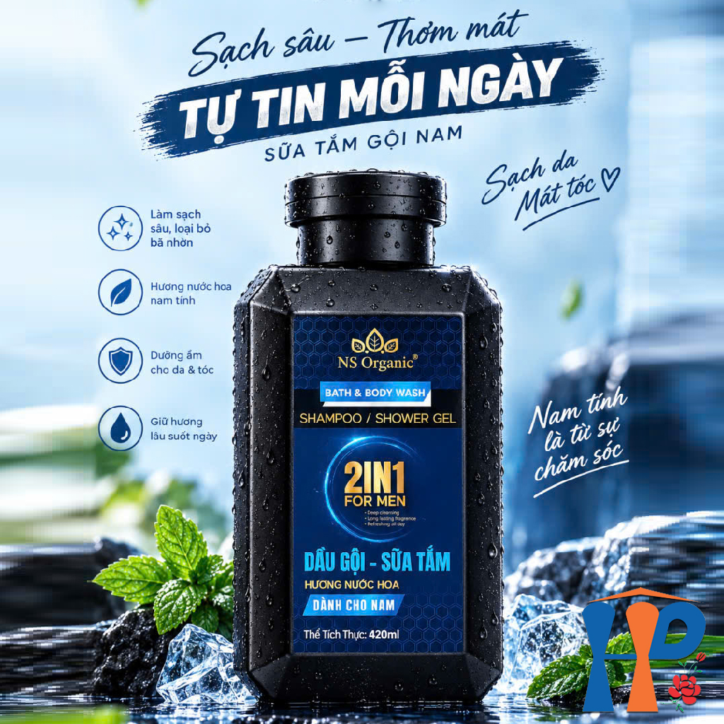 Tắm gội nam NS Organic Men 2 in 1 Shampoo & Shower Gel 420ml