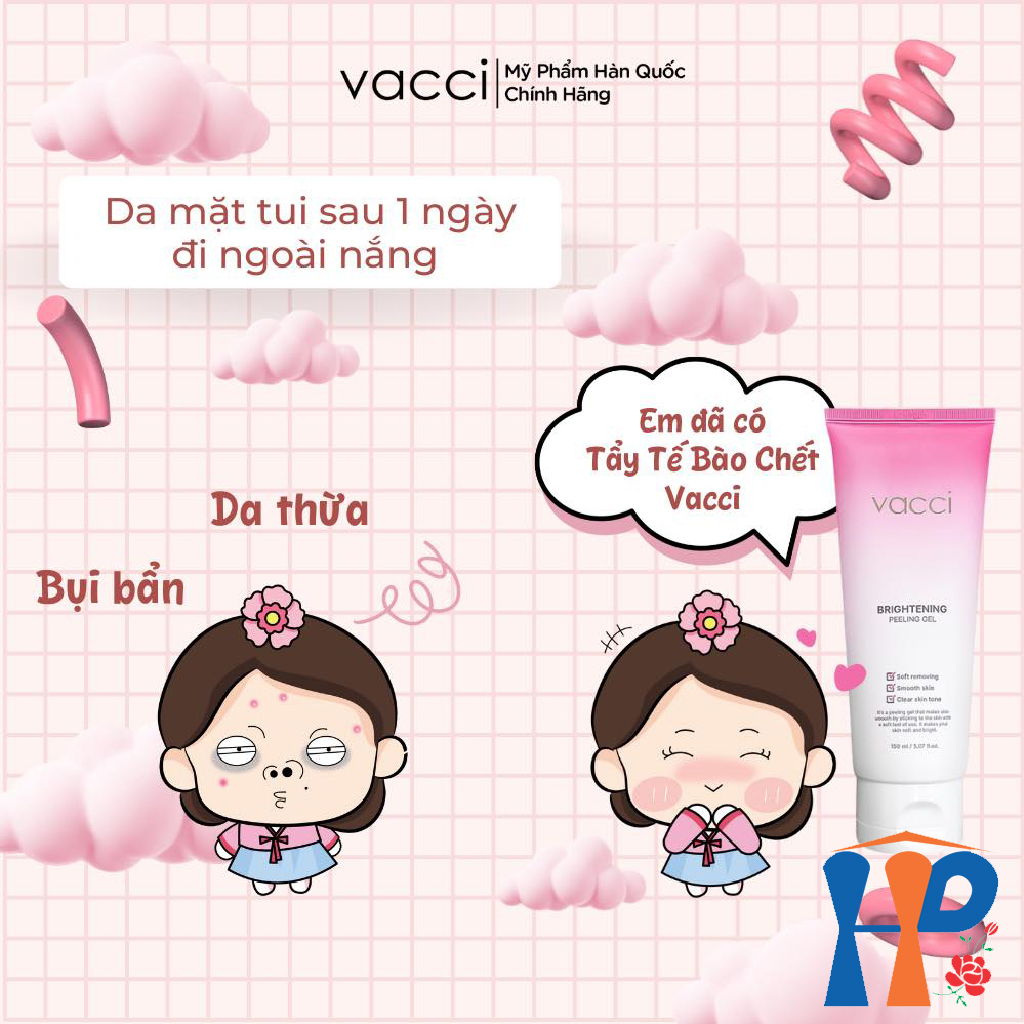 Tẩy tế bào chết Vacci Brightening Peeling Gel 150gr (làm sạch sâu, tái tạo và trẻ hóa da)