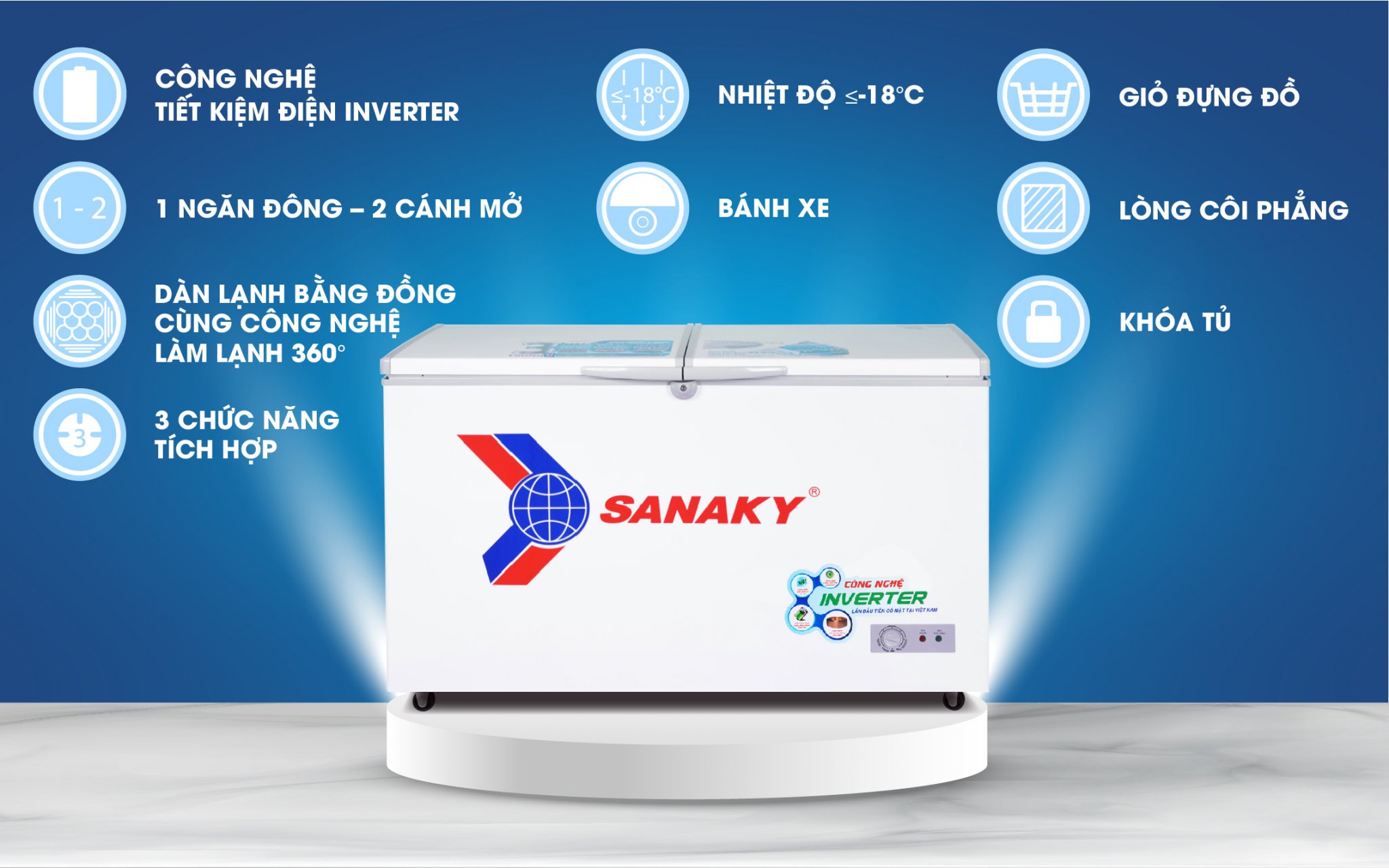 Tổng quan về tủ đông Sanaky Inverter VH-4099A3 Tổng quan về tủ đông Sanaky Inverter VH-4099A3