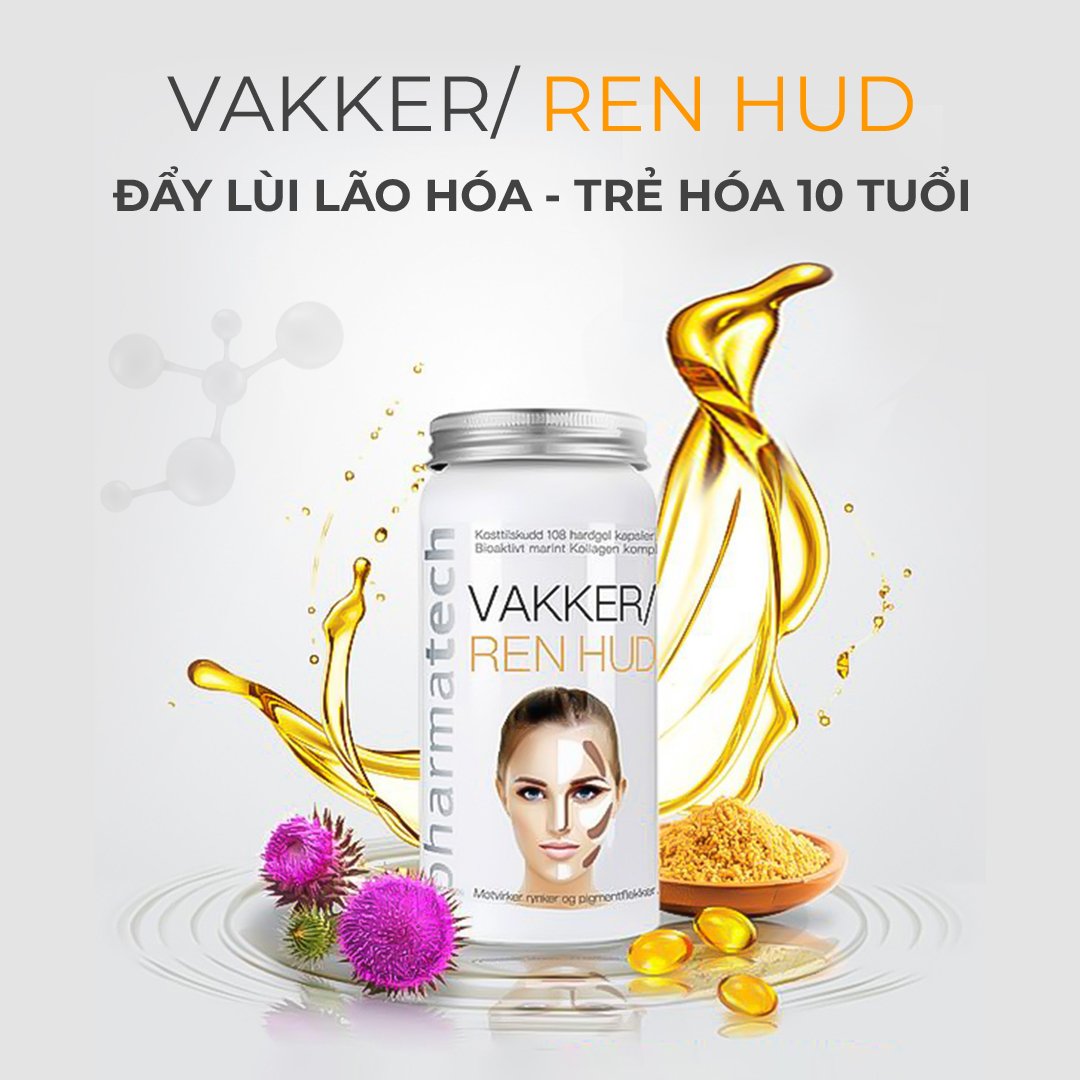 Viên nang chống lão hoá, trắng da Vakker/Ren Hud - 108 viên
