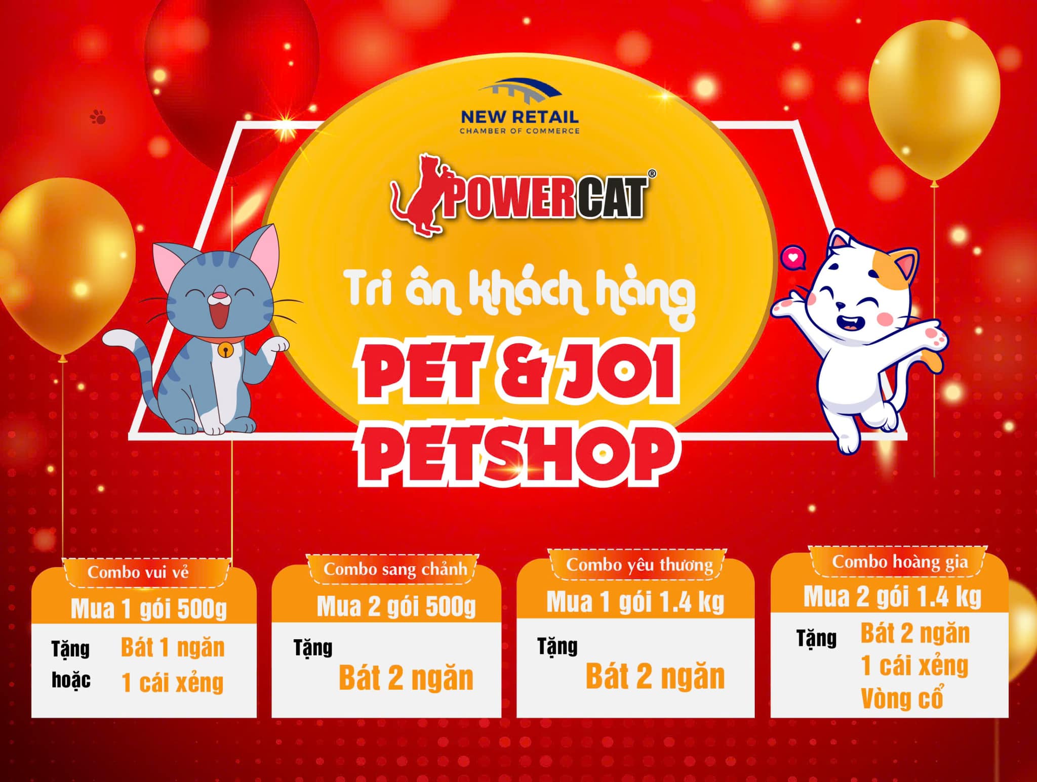NHÃN HÀNG POWERCAT TRI ÂN KHÁCH HÀNG PET&JOI