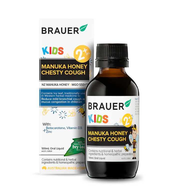 Siro Trị Ho Có Đờm Brauer Kids Chesty Cough Nội Địa Úc, 100Ml (2Y+)