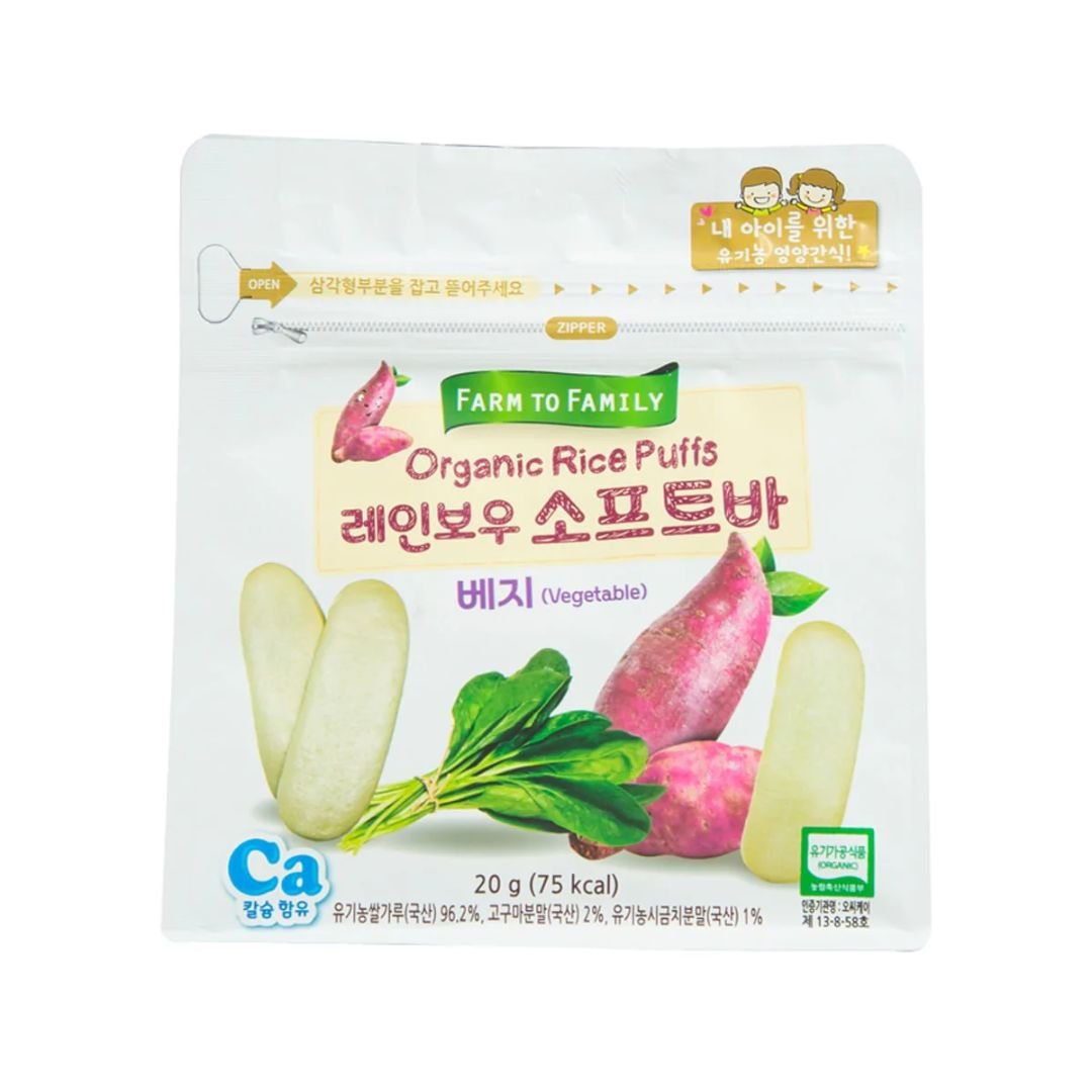 Bánh Gạo Organic Farm To Family Hàn Dạng Thanh Vị Chuối, Bí Đỏ 20G (6M+)