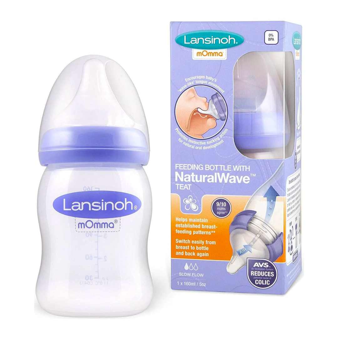 Bình Sữa Lansinoh 160ml, Núm Ty Size S, Hàng Mỹ (0-3M)
