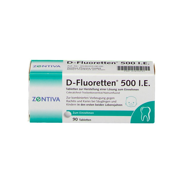 Vitamin D D-Fluoretten 500 I.E Đức Cho Trẻ Sơ Sinh Và Trẻ Nhỏ, 90 Viên