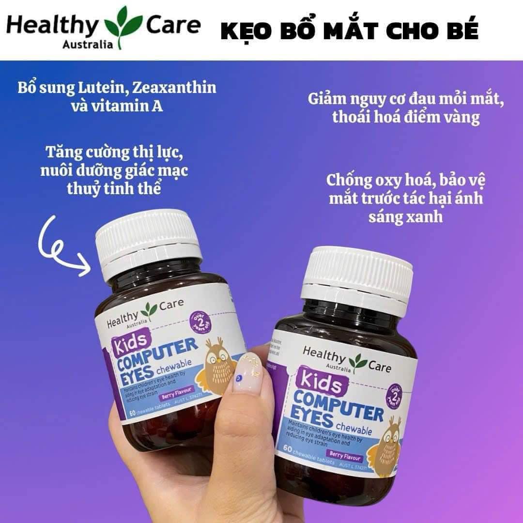 Viên nhai bổ mắt cho bé Kids Computer eyes Healthy Care  2Y +Vị Quả Mọng 2027 60 viên