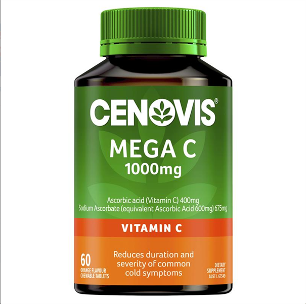 Viên Nhai Bổ Sung Vitamin C Cenovis Mega C 1000Mg Úc 60 Viên (2Y+)