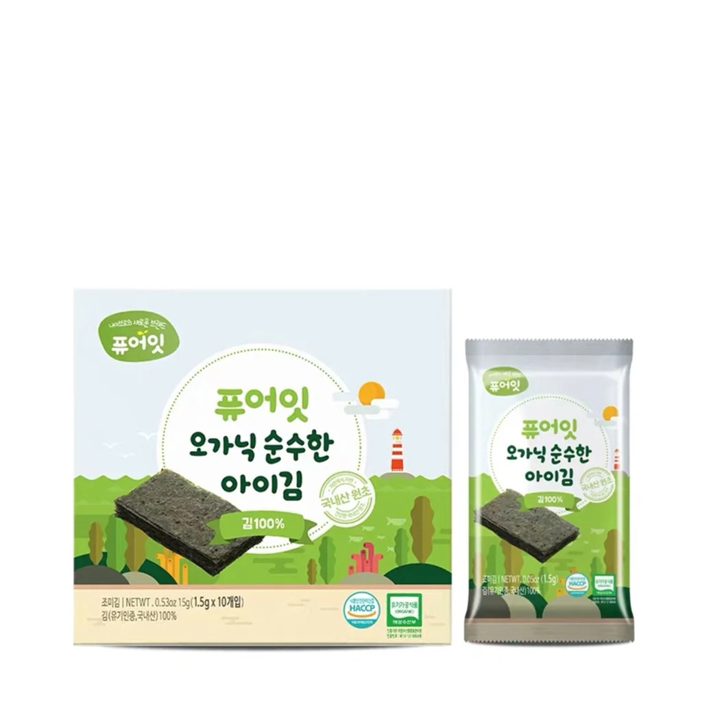 Rong Biển Hữu Cơ Tách Muối Naebro Dạng Miếng, Hộp 10 Gói x 15G (6M+)