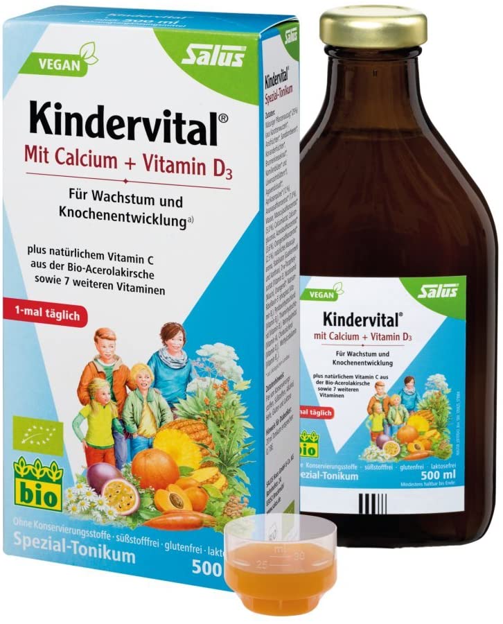 Siro Bổ Sung Canxi + D3 Hữu Cơ Kindervital Đức 250Ml (3Y+)