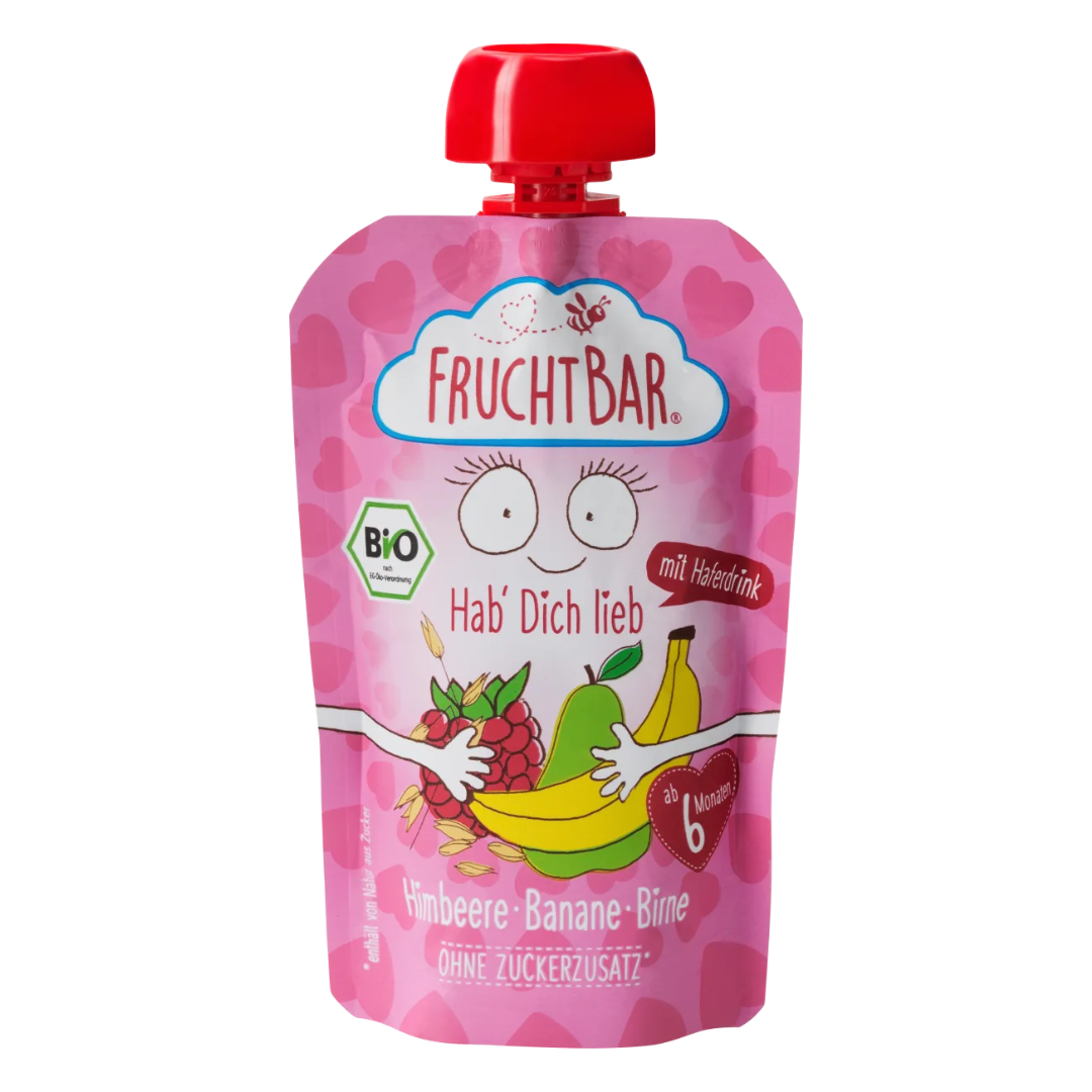 Trái Cây Nghiền Fruchtbar Đào, Táo, Hạt Kê, Bột Mì, Yến Mạch, 90g (6M+)