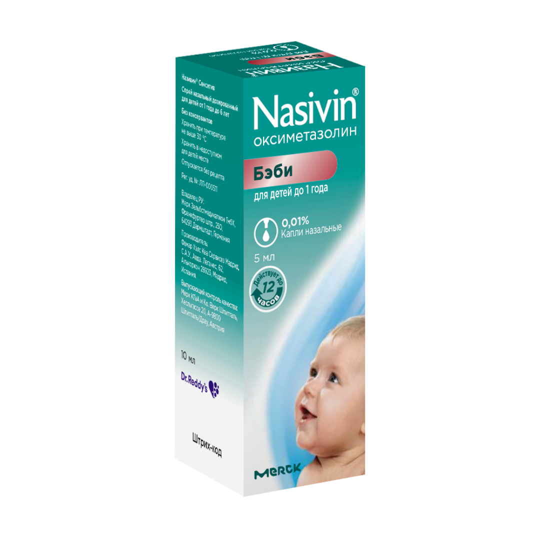 Nhỏ Mũi Nasivin 0.01% Nội Địa Nga, 10Ml (Cho Trẻ 0-1 Tuổi)