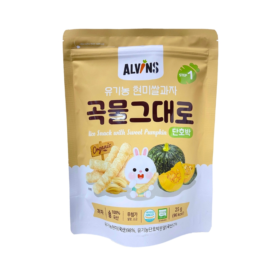 Bánh Ăn Dặm Gạo Lứt Hữu Cơ Dạng Que Cho Bé Alvins, Gói 25G (6M+)