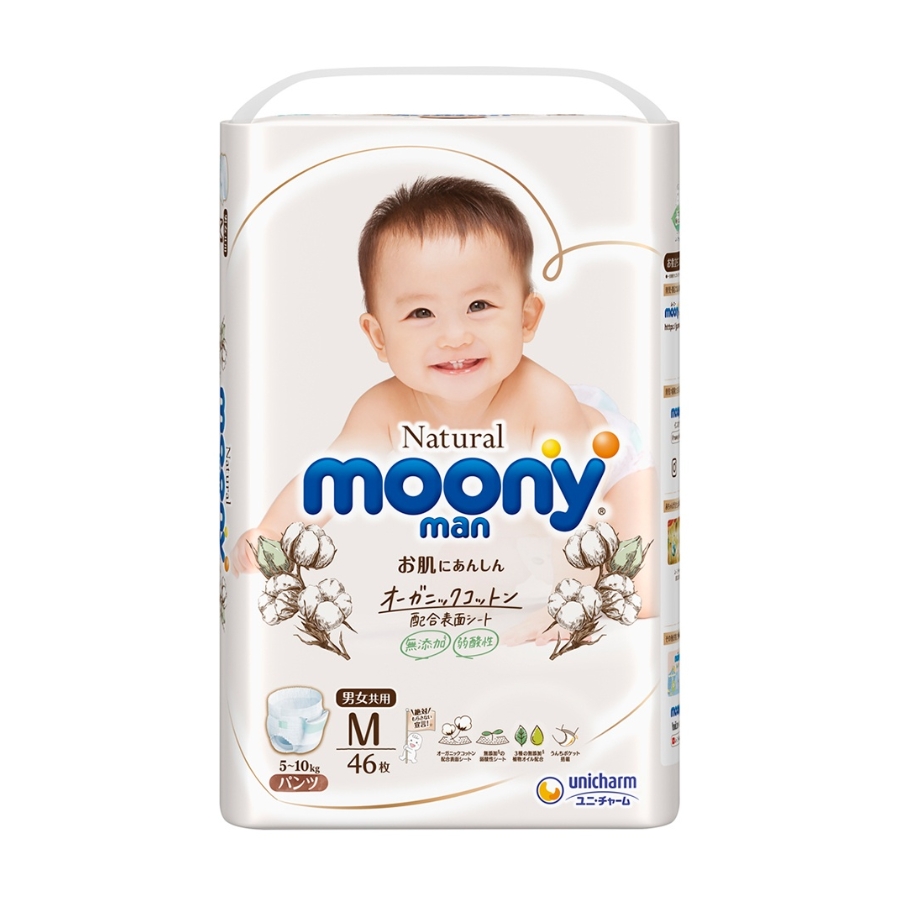 Bỉm Quần Moony Natural Man Size M 46 Miếng (5-10Kg)