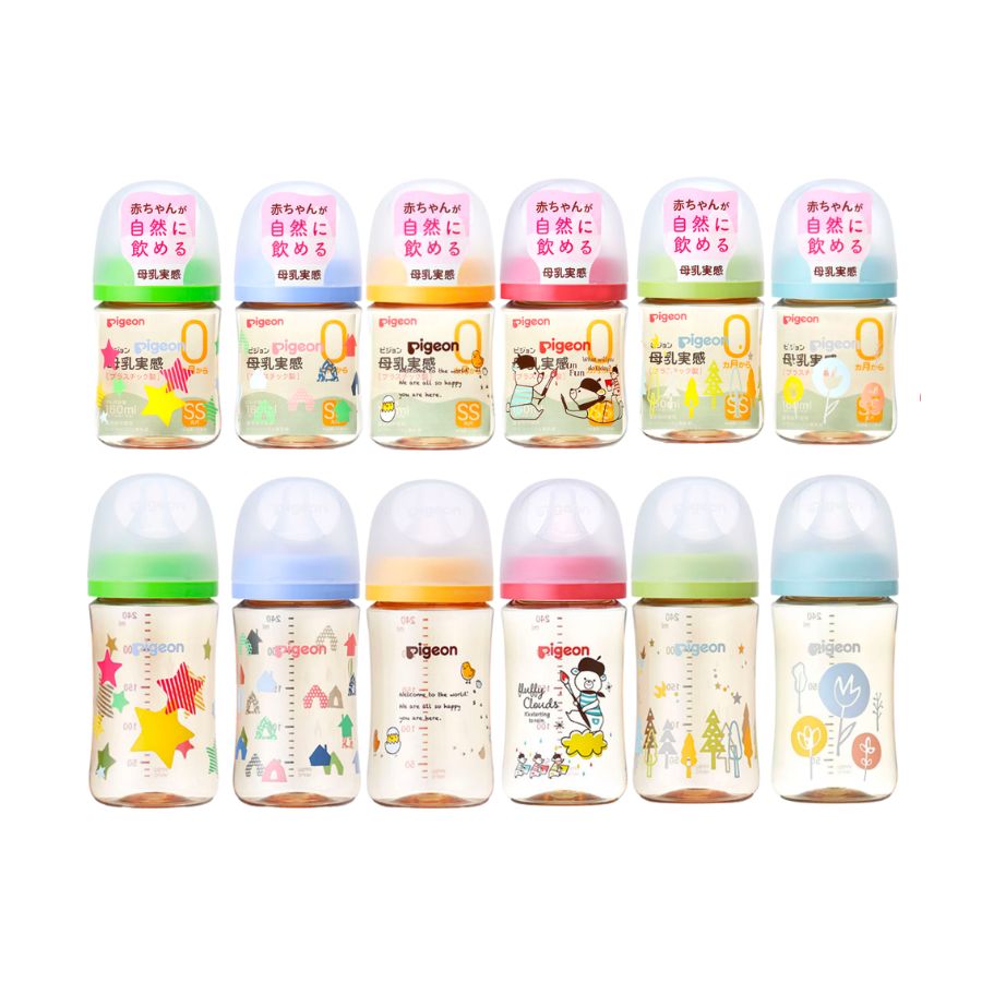 Bình Sữa Cổ Rộng Pigeon Nhựa PPSU Nội Địa Nhật, 160Ml Và 240Ml