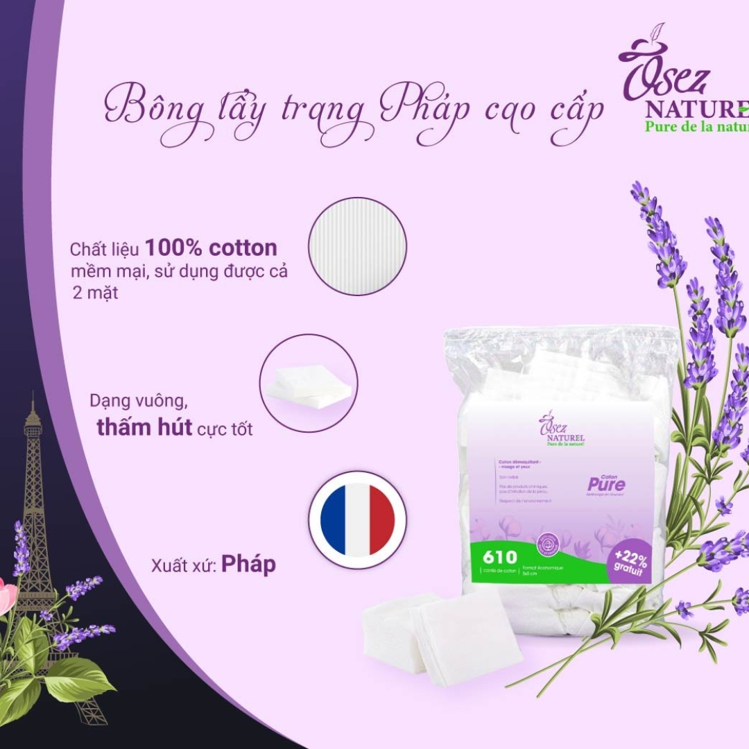 Bông Tẩy Trang Osez Naturel Pháp, 610 Miếng