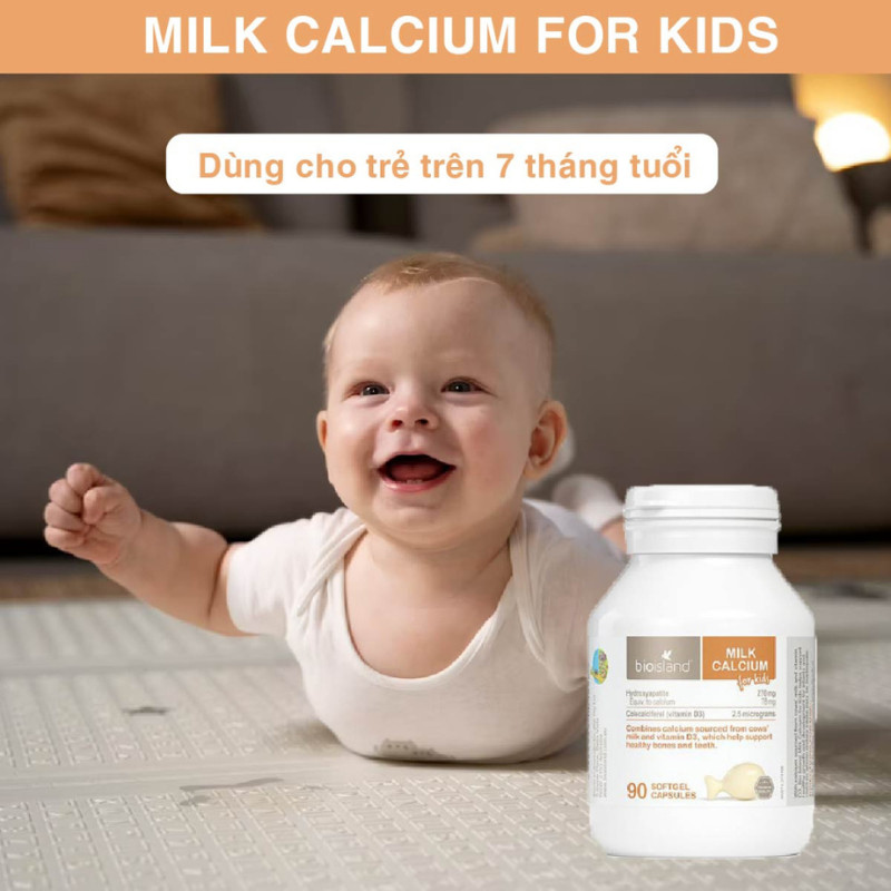 Canxi Sữa Cho Bé Milk Calcium For Kids Bio Island ÚC, 90 Viên