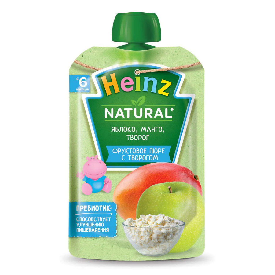 Trái Cây Nghiền Heinz Natural Nga Xoài, Táo, Phô Mai, 90G (6M+)