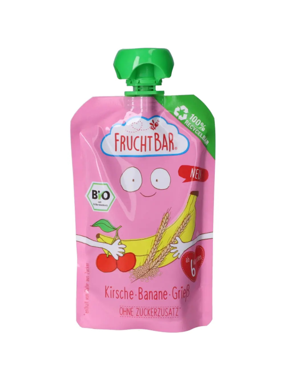 Trái Cây Nghiền Fruchtbar Chuối, Cherry, Hạt Kê 100G (6M+)