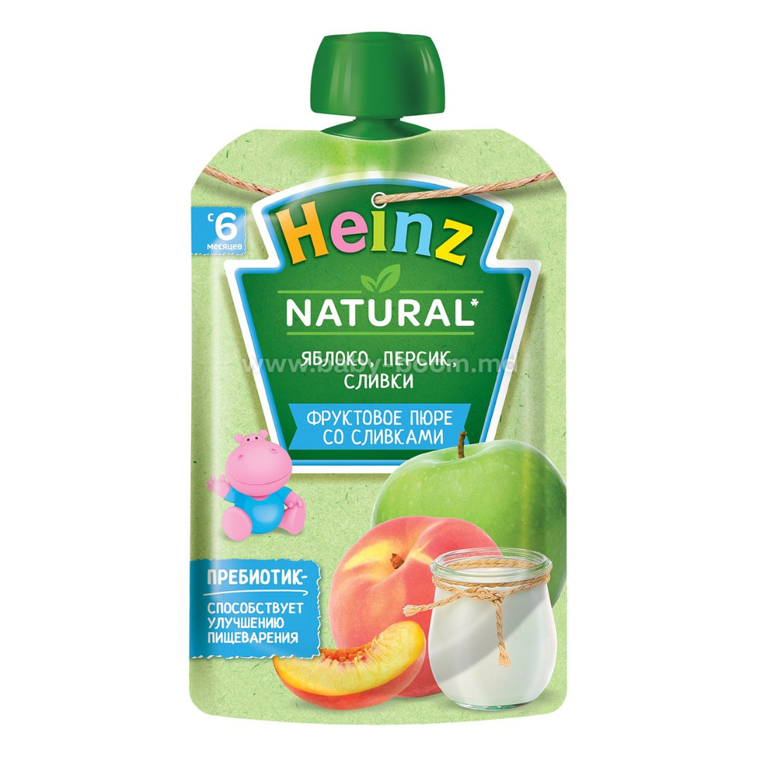 Trái Cây Nghiền Heinz Natural Nga Vị Táo, Đào, Sữa Chua, 90G (6M+)