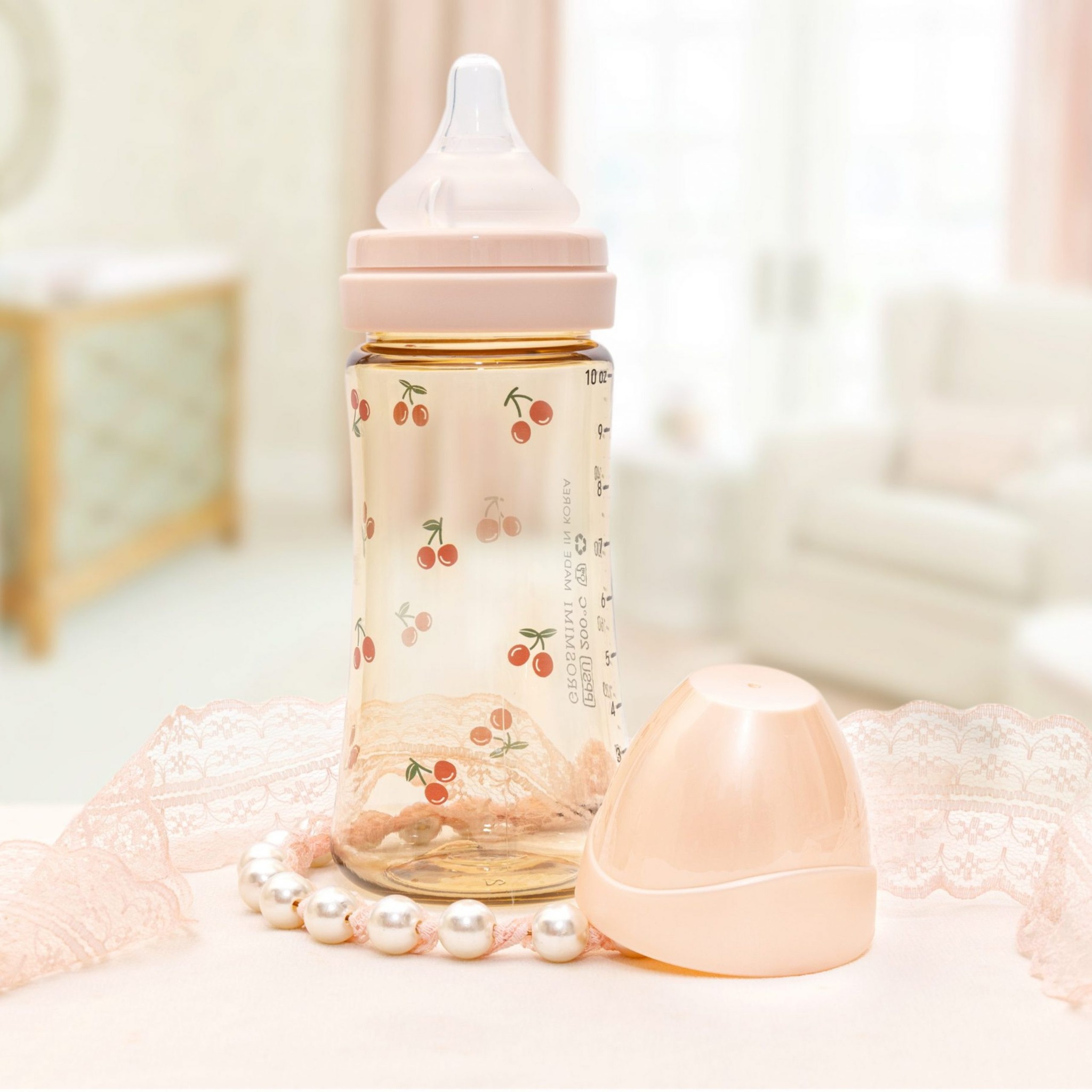 Bình Sữa Grosmimi PPSU Cherrish, 200Ml và 300Ml