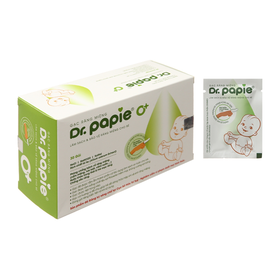 Gạc răng miệng Dr.Papie làm sạch và bảo vệ răng miệng cho bé (30 gói)