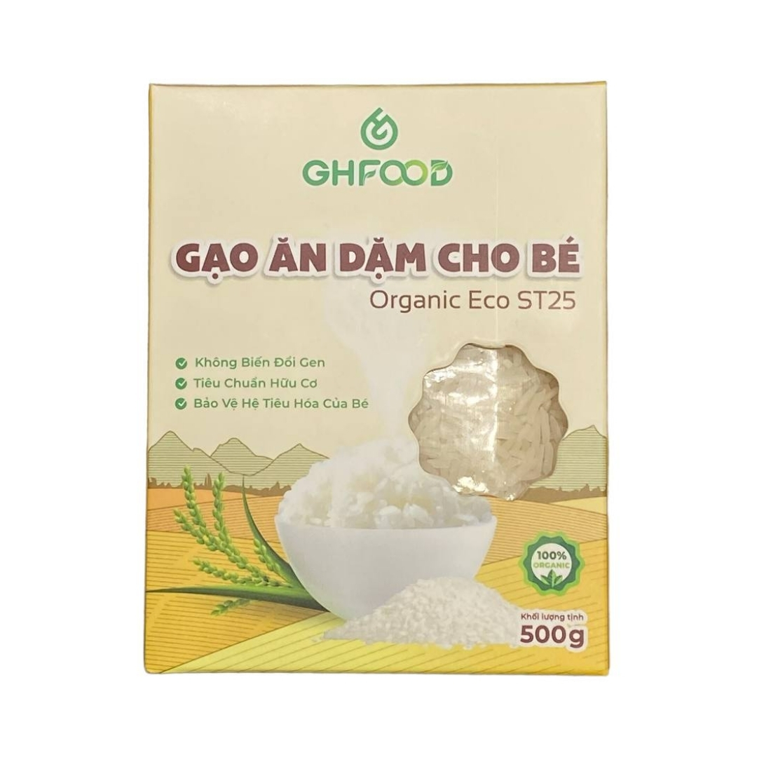 Gạo Ăn Dặm Hữu Cơ Cho Bé GHFood Eco ST25, 500g